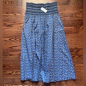 LOFT Blue and White Floral Midi Skirt